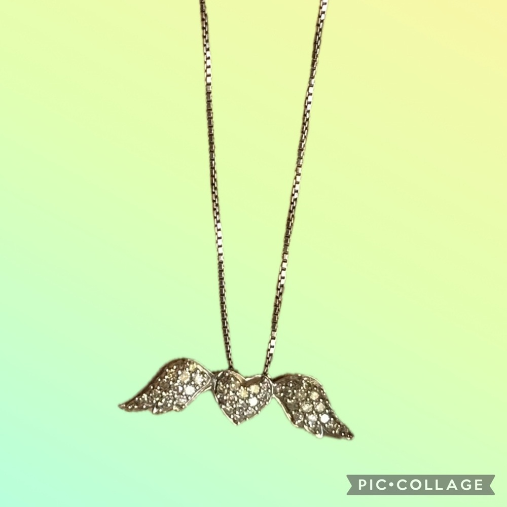Silver Heart and Wings pendant only